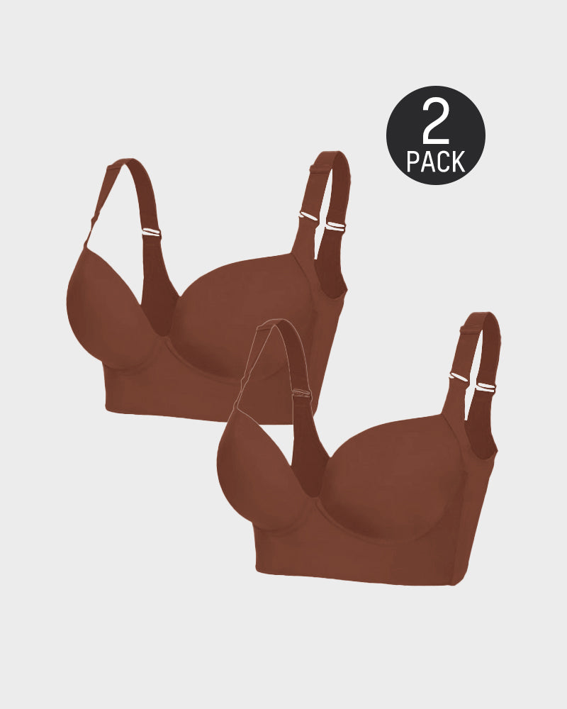 SheCurve® Push-Up Back Smoothing Bra - Black+Beige (2 PACK)