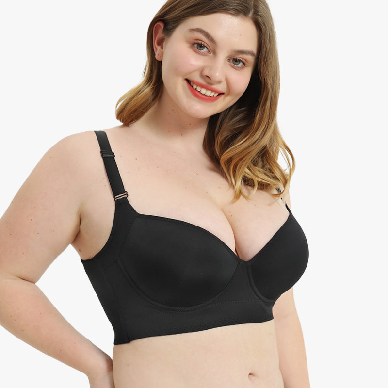 SheCurve® Smoothing Back Push-Up Enhancing Bra-Black