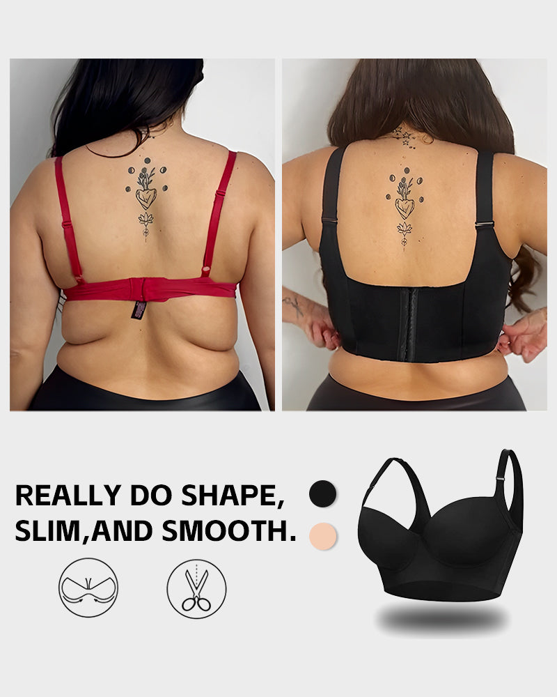 SheCurve® Push-Up Back Smoothing Bra - Black+Beige (2 PACK)