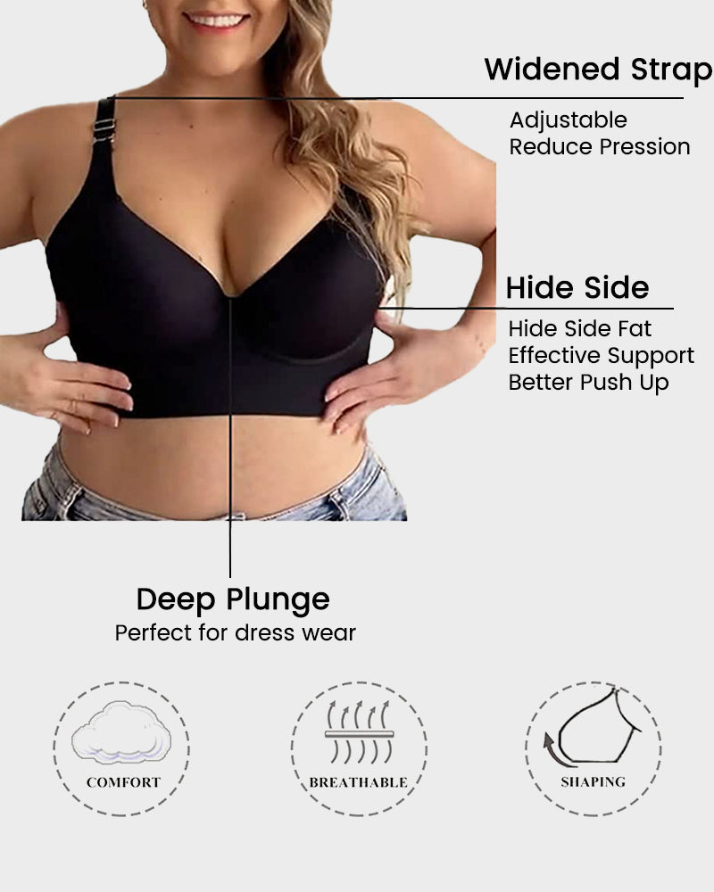 SheCurve® Push-Up Back Smoothing Bra - Black+Beige (2 PACK)