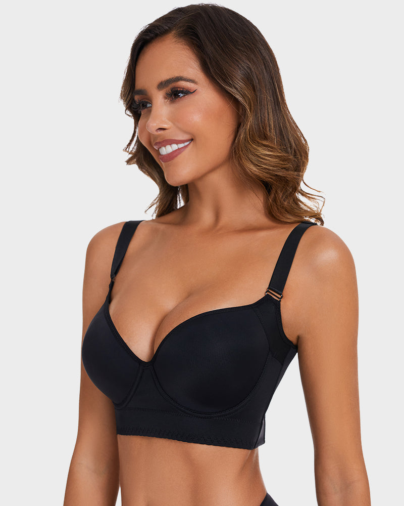 SheCurve® Push-Up Back Smoothing Bra - Black+Beige (2 PACK)