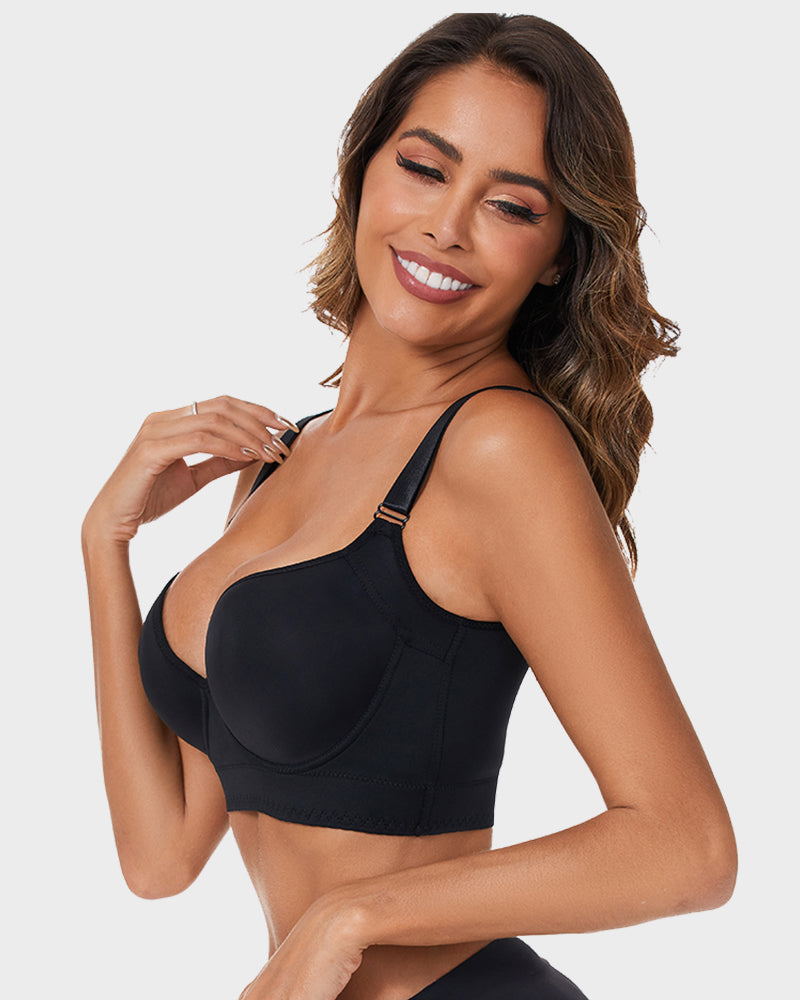 SheCurve® Push-Up Back Smoothing Bra - Black+Beige (2 PACK)