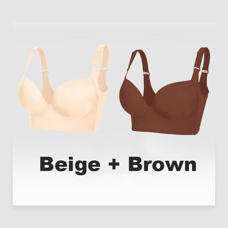 SheCurve®Push-Up Back Smoothing Bra-Brown+Beige (2 PACK)