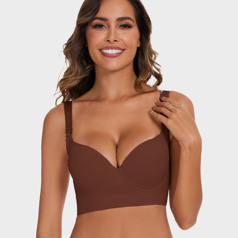 SheCurve®Push-Up Back Smoothing Bra-Brown+Beige (2 PACK)