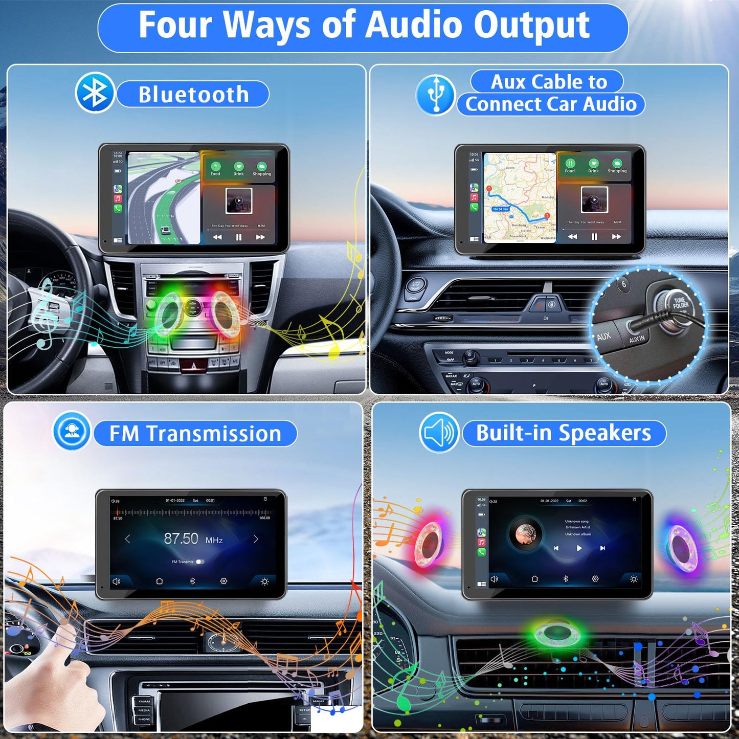 HIEHA® 7" Wireless CarPlay & Android Auto Stereo