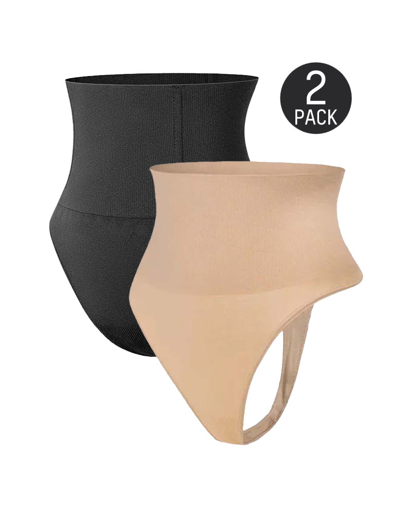Seamless High-Waisted Shaper Thong Panty(2pcs )