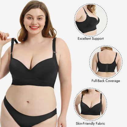 SheCurve® Smoothing Back Push-Up Enhancing Bra - Black (2 PACK）
