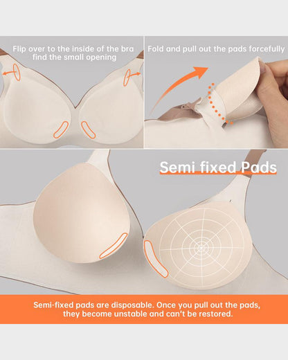 Seamless Deep V Wireless Push Up Bra