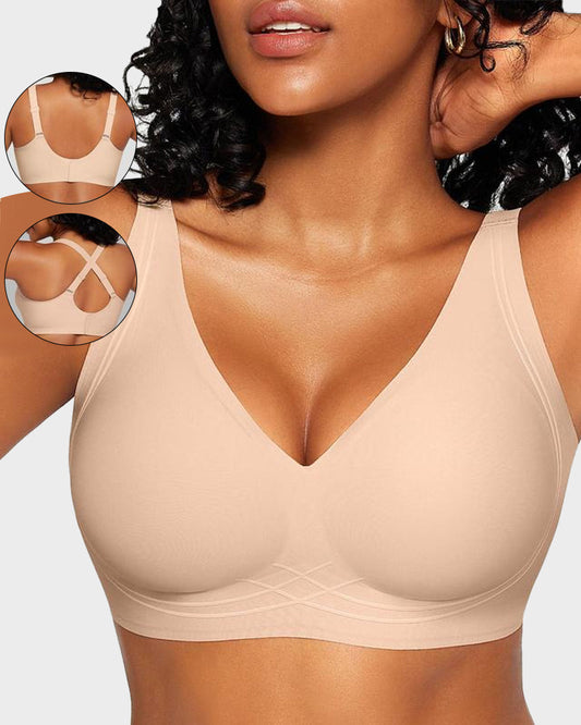 Seamless Deep V Wireless Push Up Bra